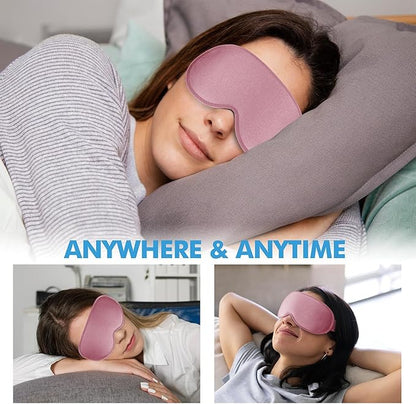 Sleep Eye Mask for Side Sleeper, Lash Extensions 3D Contoured Cup Sleeping Mask for Men Women, Travel Blackout Night Blindfold Eye Shade Cover with Adjustable Strap (Pink-Side Sleeper)