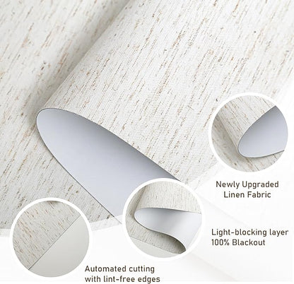 AOSKY Linen Roller Blinds Shades for Indoor Windows Pull Down Cordless Blackout Black Out Window Shade 25 inch Blinds for Home Linen