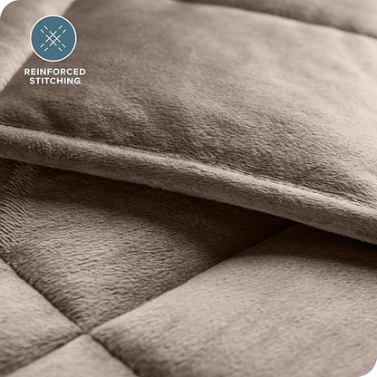 Bare Home Weighted Blanket Twin or Full Size 10lb (40" x 60") - Minky Fleece - Premium Heavy Blanket Nontoxic Glass Beads (Taupe, 40"x60")
