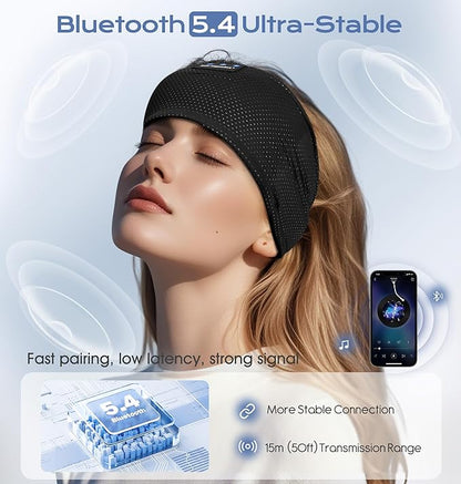 ink-topoint Sleep Headphones Bluetooth 5.4 Headband, 2 in 1 Sleep Mask with Bluetooth Headphones, Wireless Headband Earphones with Ultra-Thin HD Stereo Speaker, Music Headband for Workout Running Yoga