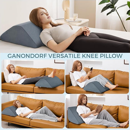 Knee Wedge Pillow for Post-Surgery Recovery-Leg Elevation Support for Sleep Position, Alleviating Lower Back & Hip Pain Enhancing Circulation in Ankles Legs Triangle Pillow with Removable Cover