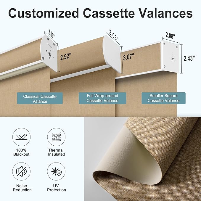 BERISSA Motorized Blinds with Remote,Blackout Smart Roller Shades with App,Voice Control,Linen Fabric,Thermal Insulated Automatic Blinds,Electric Shades with USB/Solar Pannel.Linen Beige