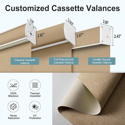 BERISSA Motorized Blinds with Remote,Blackout Smart Roller Shades with App,Voice Control,Linen Fabric,Thermal Insulated Automatic Blinds,Electric Shades with USB/Solar Pannel.Linen Beige