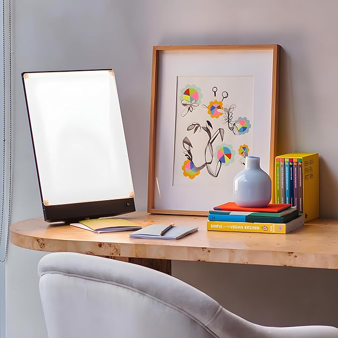 Northern Light Technologies Boxelite 10,000 Lux Bright Light Therapy Lamp – Full Spectrum UV-Free Sunlight Desk Lamp with Large Panel for Energy, Focus, and Alertness – Black