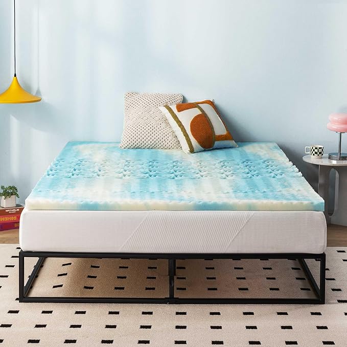 Best Price Mattress 3 Inch 5-Zone Swirl Gel Aerobreeze Foam Mattress Topper, CertiPUR-US Certified, Dorm Essentials, Queen