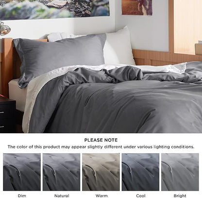 Bedsure Duvet Cover Twin/Twin XL Size - Soft Double Brushed Bedding Set for Kids & Adults, Zipper Closure, 2 Pieces, Includes 1 Duvet Cover (68"x90") & 1 Pillow Sham, NO Comforter, Dark Grey