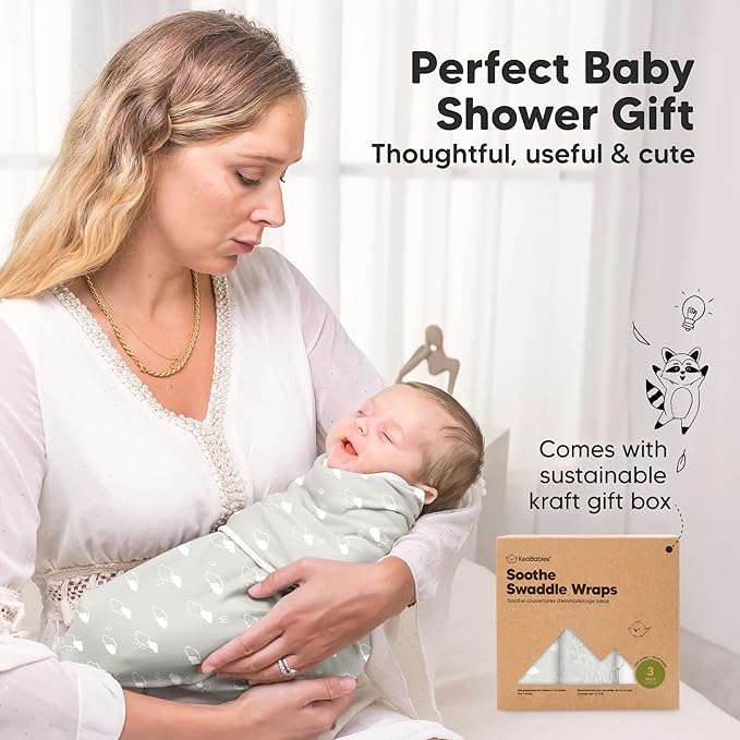 KeaBabies 3-Pack Organic Baby Swaddle Sleep Sacks - Swaddles for Newborns, Infant 0-3 Months, Baby Girls, Boys, Soft & Snug Newborn Sleep Sack, Nursery Swaddling Blankets (Aspire, OS)