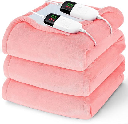Heated Electric Blanket Queen Size - 84" x 90" Heating Blanket with Dual Control, 10 Heating Levels & 8 Hours Auto Off, Soft Warm Flannel Blanket, Christmas Birthday Gifts for Senior Grandma