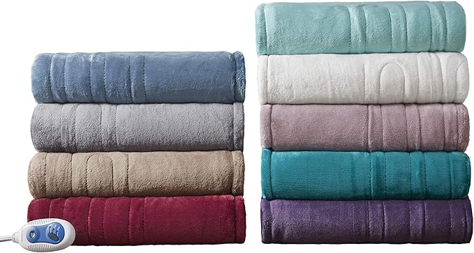 Beautyrest Heated Electric Blanket for Cold Weather, Fast Heating Heated Blanket, Auto Shut Off, Virtually Zero EMF, Multi Heat Setting, UL Certified, Aqua Throw (60 inx70 in)