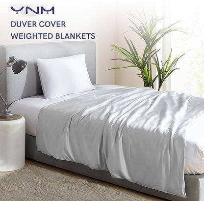 YnM Exclusive Cooling Duvet Cover for Weighted Blankets with 16 Strings (White, 60''x80'')