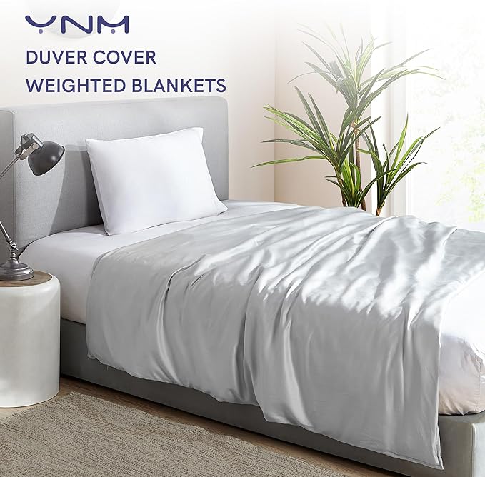 YnM Exclusive Cooling Duvet Cover for Weighted Blankets with 16 Strings (White, 80"x87")
