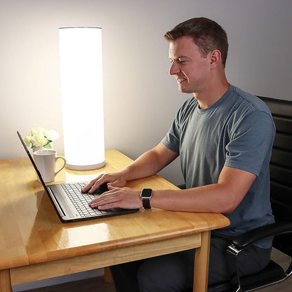Light Therapy Lamp, Bundle - 10,000 LUX at 12 Inches - LED Sun Lamp Mood Light and Sunlight with 360 Degree Therapy to Fight Low Energy and Sunlight Deprivation, White