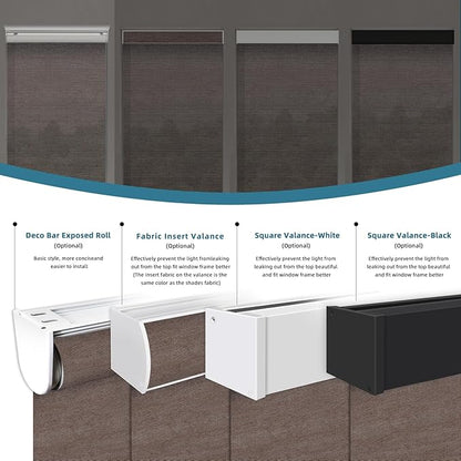 Motorized Light Filtering Roll Shades Work with HomeKit, 50% Blackout Smart Blinds for Windows, Half-Shading Electric Blinds with Remote,Automatic Solar Shades, Sunscreen PVC Free Cocoa
