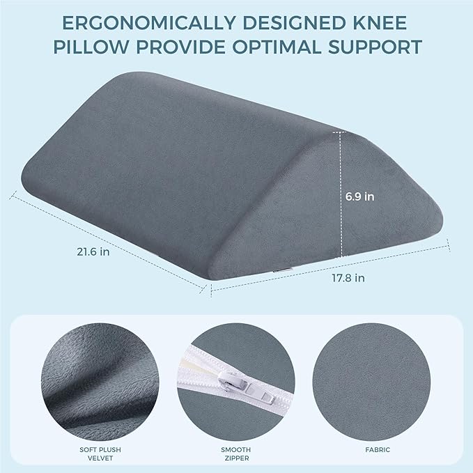 Knee Wedge Pillow for Post-Surgery Recovery-Leg Elevation Support for Sleep Position, Alleviating Lower Back & Hip Pain Enhancing Circulation in Ankles Legs Triangle Pillow with Removable Cover