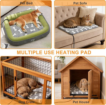 Bestio Large Dog Heating Pad,34x21 in Heated Dog Bed with Constant Heat & Auto Modes，MET&UL Certified Pet Heating Pad with Soothing Warmth,Chew-Resistant Cord,Waterproof Washable Cover-Gray
