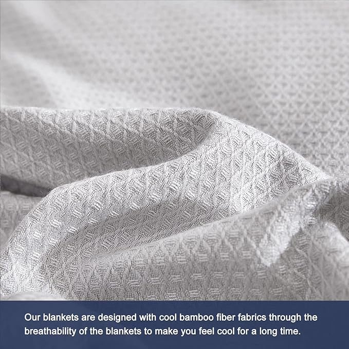 DANGTOP Cooling Blankets, 100% Rayon Derived from Bamboo, Absorbs Body Heat to Keep Cool on Warm Night, Ultra-Cool Lightweight Blanket(79x91 inches, Grey)