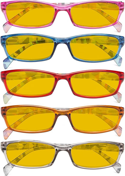 Eyekepper 5 Pack Computer Glasses Digital Eye Strain Prevention Blue Light Filter Reading Glasses Amber Tinted +0.50