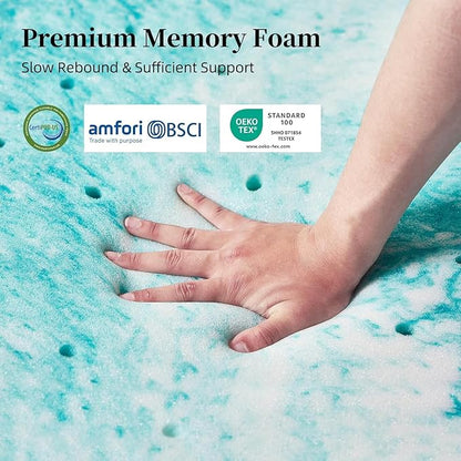 3 inch Memory Foam Mattress Topper Twin Size Bed, Gel Infused Memory Foam Mattress Pad with Cover for Back Pain Relief, 38x75 Inches