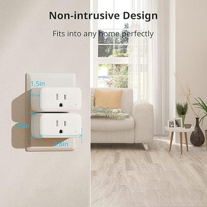 SwitchBot Smart Plug Mini, 15A Energy Monitoring, WiFi & Bluetooth Outlet, Compatible with Alexa, Google Assistant, Home Assistant, App Control, Timer Function, No Hub Required, Compact Design