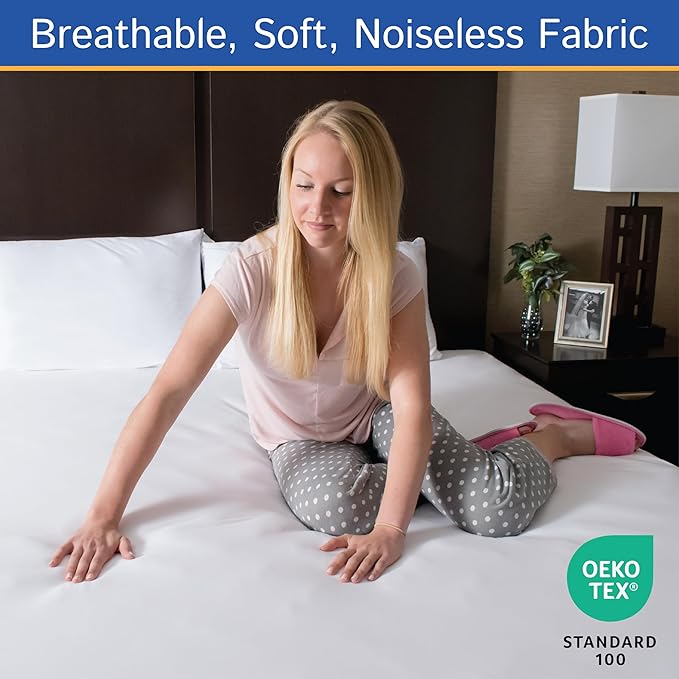 King Size Mattress Protector Bed Bug Waterproof Zippered Cover - Hypoallergenic Premium Quality Encasement Protects Against Liquids, Dust - Breathable, Noiseless White