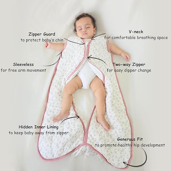 Unisex Baby Sleep Sack 0.5 TOG, Lightweight Summer Wearable Blanket, Soft Rayon Made from Bamboo Toddler Sleep Bag