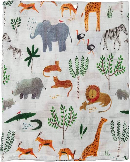 Loulou Lollipop Soft Baby Swaddle Blanket Muslin Wrap Receiving Blanket for Newborn to Toddler Girl and Boy, Large 47” by 47” - Safari Jungle…