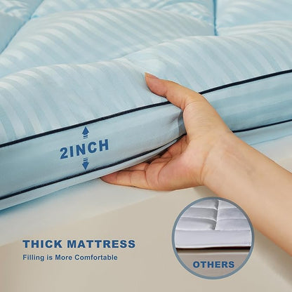 BEDLORE California King Mattress Topper, Thick Pillow Top Pad for Back Pain Relief, Soft Mattress Cover with Deep Pockets 6-18 inch