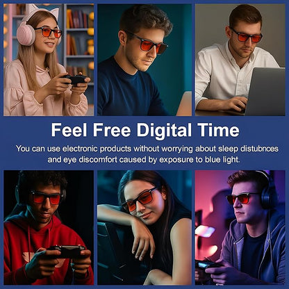 Blue Light Blocking Glasses with Red Lenses – Strong Protection for Sleep, Gaming, Computer & Screen Use – Black Frame Night Glasses for Men Women, Anti Eye Strain & Improve Sleep Quality