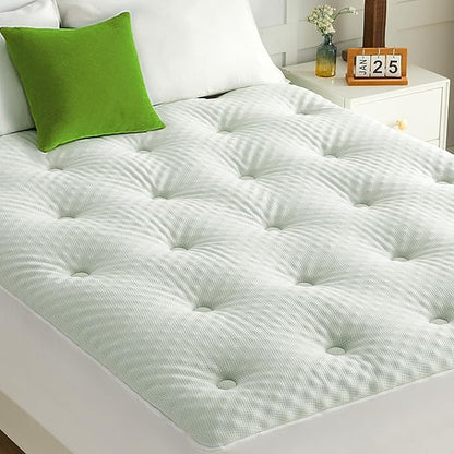 QUIETSEA Reversible Sofa Bed Full Mattress Topper Egg Crate Memory Foam Mattress Topper, Bamboo Viscose Mattress Pad Sofa Full, Waterproof Mattress Cover with Deep Pocket up to 21", 54" x 72"