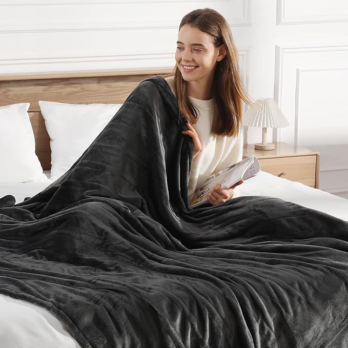 Heated Blankets King Size Electric Blankets 100''X90'', Soft Plush Flannel with Dual Controllers, 5 Heating Level & 10 Hour Auto Off, ETL Certified & Machine Washable, Gifts for Grandma(Charcoal Grey)