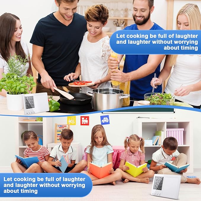 Fabbay 2 Pcs Digital Kitchen Timer Four Event Kitchen Timer with Whiteboard Function Smart for Cooking Learning Task Project