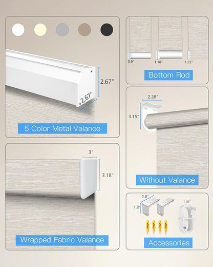 Motorized Light Filtering Roller Shades with Remote Control, Smart Blinds for Windows Work with Alexa Google via Hub, Rechargeable Electric Window Shade Customized Size (Texture Light Coffee)