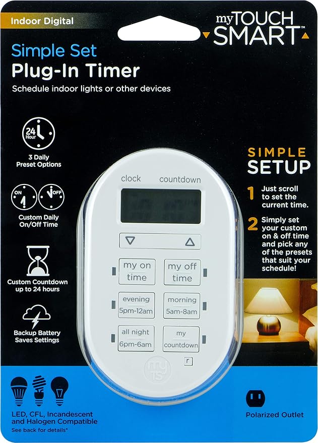 myTouchSmart Programmable Indoor Digital Timer, Plug