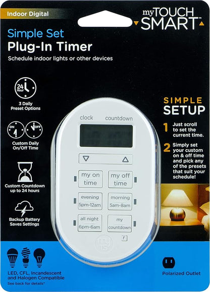 myTouchSmart Programmable Indoor Digital Timer, Plug