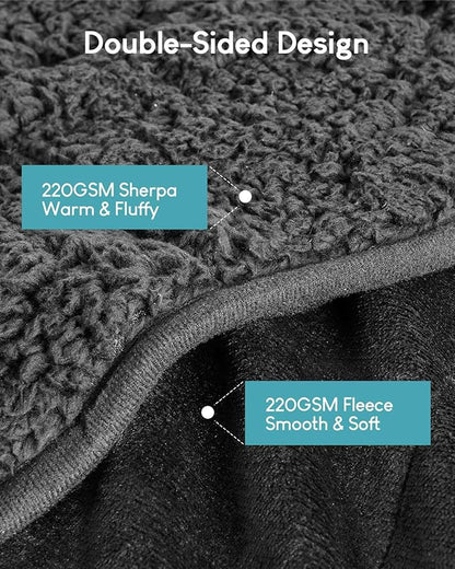 Cottonblue Sherpa Fleece Weighted Blanket 15lbs for Twin/Full Ded - Plush Bed Blanket for Deep Sleep and Relaxation, Heavy Calm Blankets with Cemaric Beads, 48x72 Inches, Black