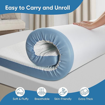 4 Inch Firm Mattress Topper King Size, Memory Foam Mattress Topper Extra Support, High-Density Memory Foam Bed Topper for Pain Relief, with Removable Soft Cover, CertiPUR-US Certified