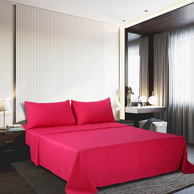 Best Season 3 Piece Bed Sheet Set (Twin,Hot Pink) 1 Flat Sheet,1 Fitted Sheet and 1 Pillow Cases,100% Super Soft Brushed Microfiber 1800 Luxury Bedding,Deep Pockets &Wrinkle,Fade Resistant