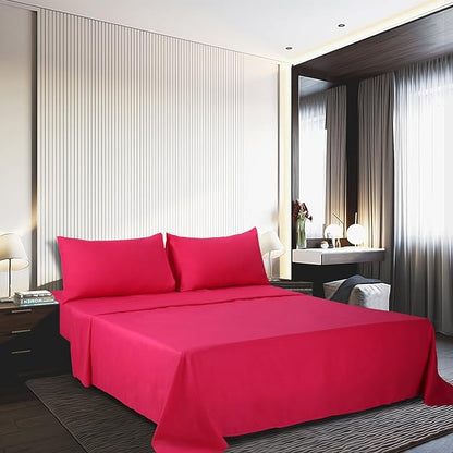 Best Season 3 Piece Bed Sheet Set (Twin,Hot Pink) 1 Flat Sheet,1 Fitted Sheet and 1 Pillow Cases,100% Super Soft Brushed Microfiber 1800 Luxury Bedding,Deep Pockets &Wrinkle,Fade Resistant