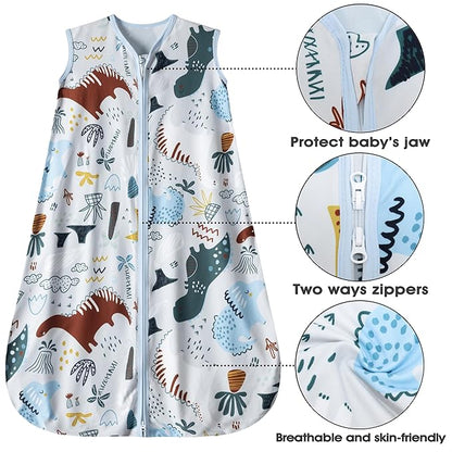Baby Sleep Sack 12-18 Months 3 Pack Baby Wearable Blanket 100% Rayon Cotton 2-Way Zipper Toddler Sleeping Sack .Comfy Soft Lightweight TOG 0.3 (Elephant&Dinosaur&Hexagon,)