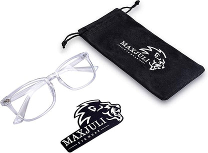 MAXJULI Blue Light Blocking Glasses,Computer Reading/Gaming/TV/Phones Glasses for Women Men(Transparent)