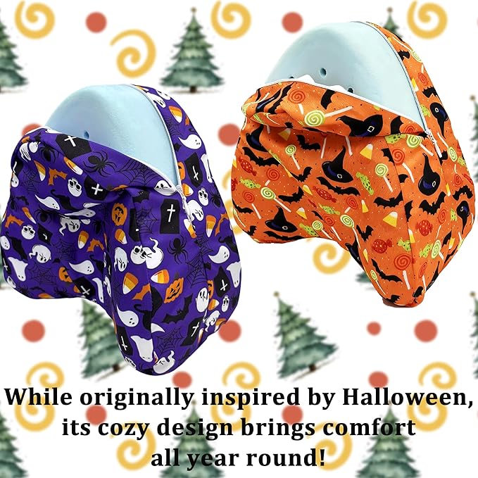Knee Pillowcase Compatible with Contour Legacy Knee Pillow, Invisible Zippered & Anti-Pilling, Soft Halloween Christmas Gothic Decor, Unique Gift for Her/Him (Purple Galaxy & Warm Orange)