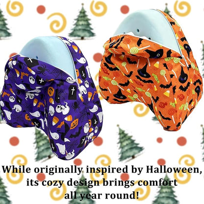 Knee Pillowcase Compatible with Contour Legacy Knee Pillow, Invisible Zippered & Anti-Pilling, Soft Halloween Christmas Gothic Decor, Unique Gift for Her/Him (Purple Galaxy & Warm Orange)