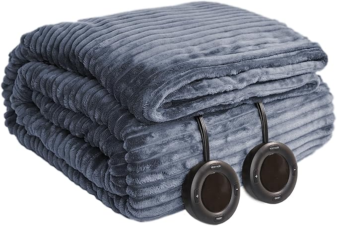 Heated Blanket King Size 100"x90",ETL Certification-10 Heating Levels Electric Blanket&1-10 Hour Auto Off,Heating Blanket with Dual Controller (Dark Blue)