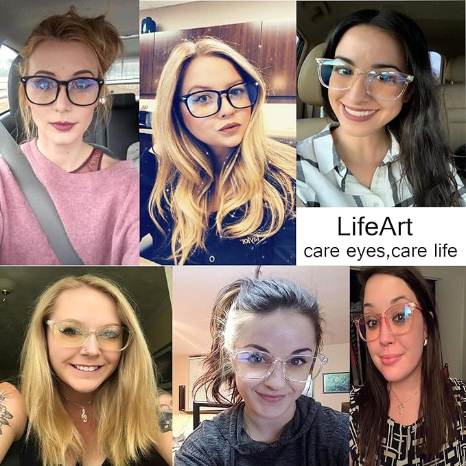 LifeArt 2 Pairs Blue Light Blocking Glasses with Spring Hinge, Anti Eyestrain, Computer Reading Glasses, Gaming Glasses, TV Glasses for Women Men, Anti UV (Champagne&Blue, +2.25 Magnification)