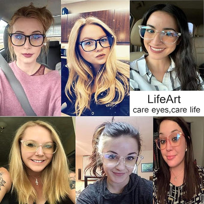 LifeArt 2 Pairs Blue Light Blocking Glasses with Spring Hinge, Anti Eyestrain, Computer Reading Glasses, Gaming Glasses, TV Glasses for Women Men, Anti UV (Champagne&Blue, +2.25 Magnification)