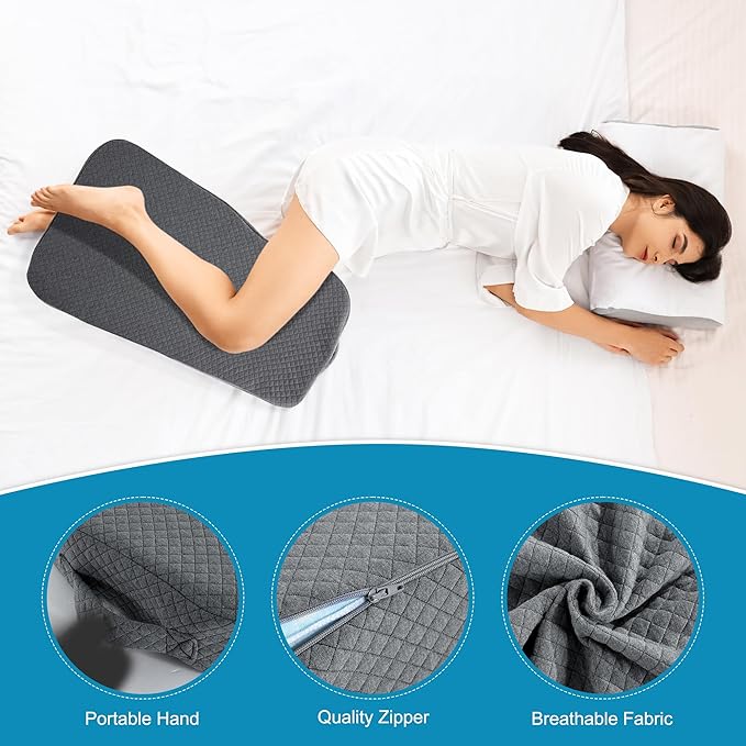 HOMBYS Memory Foam Knee Pillow for Side Sleepers, Leg Pillow for Knee, Separates The Knees for Body Alignment-Between Leg Pillow for Lower Back Pain Relief and Pregnancy Support -(18"x30"x4", Grey)