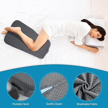 HOMBYS Memory Foam Knee Pillow for Side Sleepers, Leg Pillow for Knee, Separates The Knees for Body Alignment-Between Leg Pillow for Lower Back Pain Relief and Pregnancy Support -(18"x30"x4", Grey)