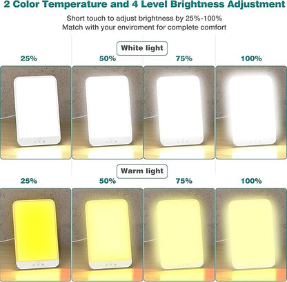 Wobrikosee Light Therapy Lamp, Ultra-Thin UV-Free 10000 Lux Therapy Light, Timer Function, Adjustable Brightness Levels, Two Color Temperature, 90° Rotatable Stand for a Happy Life