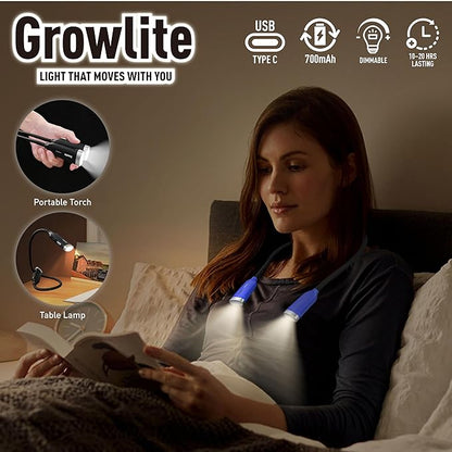 Neck Reading Light, 3 Color & Brightness Adjustable Book Light for Reading in Bed, Hands-Free, Lightweight, USB C Rechargeable, Eye-Caring, Perfect for Crafts, Camping, Kids & Adults (blue)