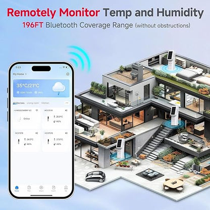 BaldrTherm Smart WiFi Hygrometer Thermometer 1 Pack, Wireless Temp Humidity Monitor with App Alert Notifications, Historical Data Storage & Remote Tracking, for Bedroom, Wine Cellar, Basements